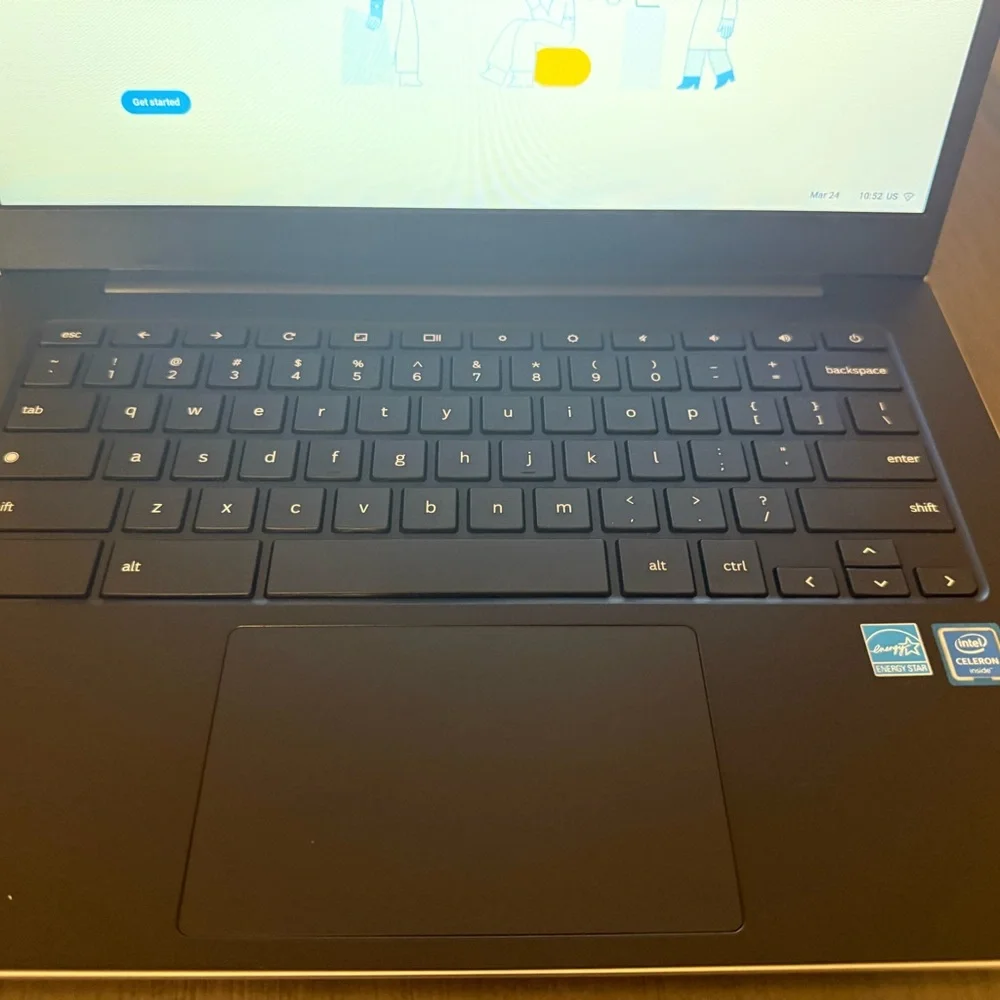 Sleek Black Laptop with Blue Display